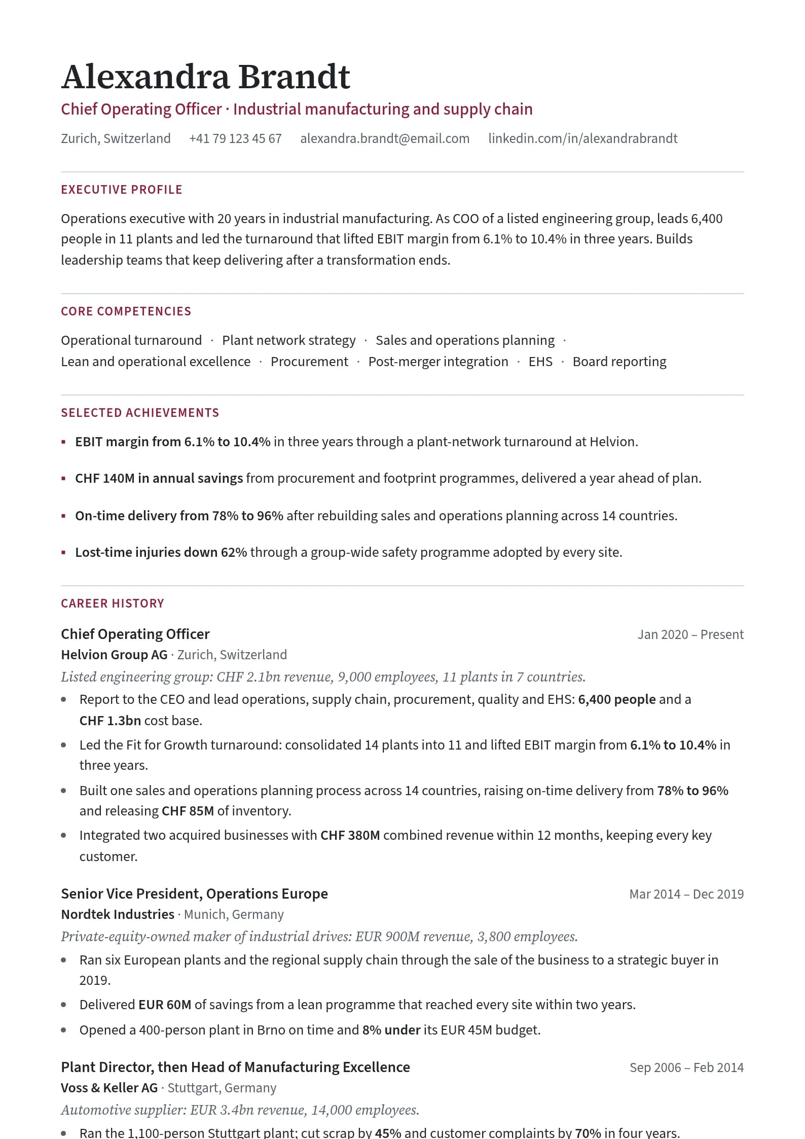 Zurich resume template